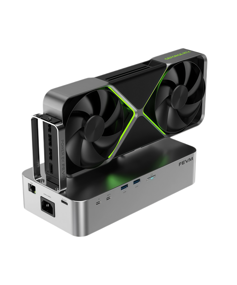 YX-OS58 FEVM Thunderbolt 5 Desktop GPU Docking Station – 12VHPWR GPU Power Cable, Oculink Dual-Mode, Built-in Medical-Grade Ultra-Quiet PSU