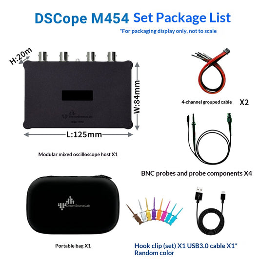 DreamSourceLab DSCope M454 Oszilloskop-Kit | USB 3.0, 400 MHz Bandbreite, 4 Gbit Speicher 