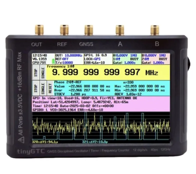 tinyGTC ZC412 12-Bit Frequency Counter (0.1Hz–12.8GHz) | Built-in GNSS Timing, High-Precision Counter Compatible with TinySA