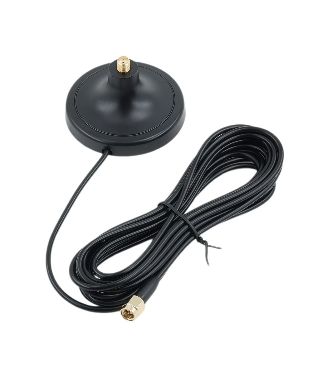 YX-OS52 SR-303 RTK High-Precision Multi-Frequency Helical Antenna – L1+L2+L5 Full-Band, Suction Cup Base + 3M SMA Female-to-Male Cable